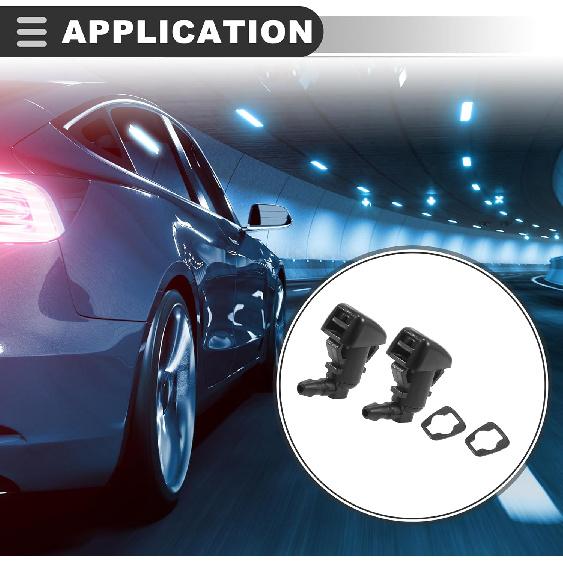 

Motoforti Front Windshield Wiper Nozzles for Ford Edge 2011-2014 for Lincoln MKX 2011-2015 BT4Z-17603-A Plastic, with Gaskets, Black, 2pcs