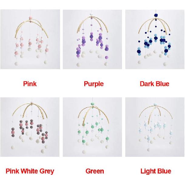Mobile berceau bébé Mobile berceau chambre d'enfant Carillons éoliens à boules en feutre Suspendu en bois Mobiles de lit en feutre Mobiles de plafond en feutre Mobile berceau pour chambre d'enfant Douche de bébé