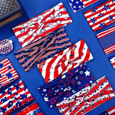 Headband Soft Cloth Independence Day Headband with Flag Stars Stripes Design Holiday Patriotic Hairband Hair Accessories