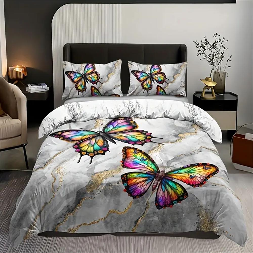 

Luxurious Marble Feather Print Duvet Cover Set - Soft Breathable and Comfortable Bedding for All Seasons EU Single 135x200cm