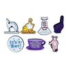 Cartoon Character Style Brooch with Finger Teacup Design - Creative Geometric Badge for Backpack, Alloy Ornament