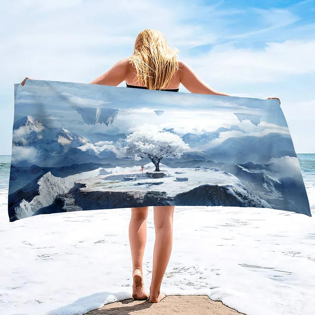 Extra Large Beach Towels Winter Trees Microfiber Beach Towels Summer Quick Dry Absorbent Sand Resistant Swim Pool Towel Blanket
