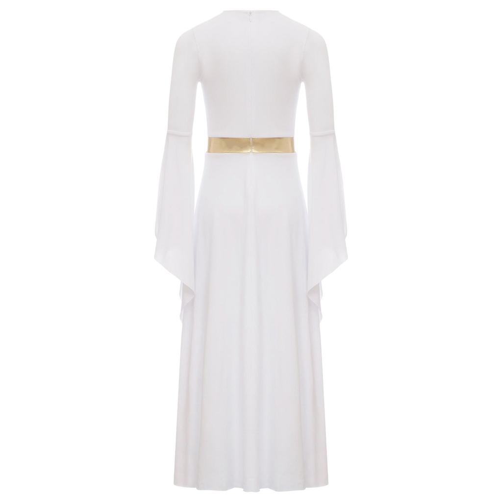 Halloween & Party Dress for Girls: Ancient Greek Princess Costume with Long Sleeves, Contrast Colors for Performance & Play