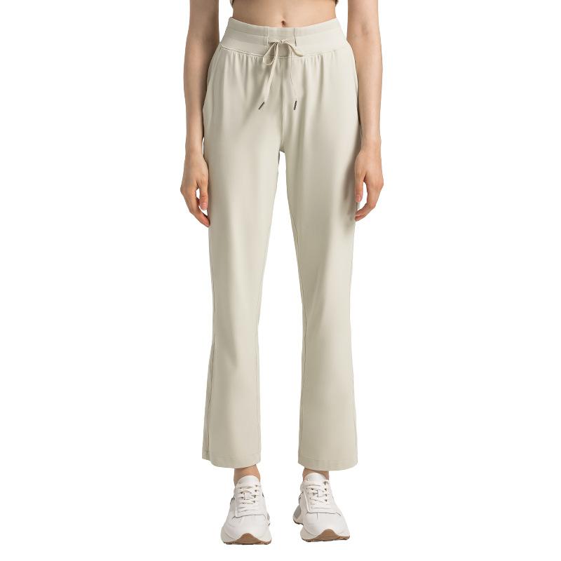 

Fashion versatile casual pants loose lace-up elastic waist belly straight pants high waist elastic sweatpants women P 4 слонова кістка