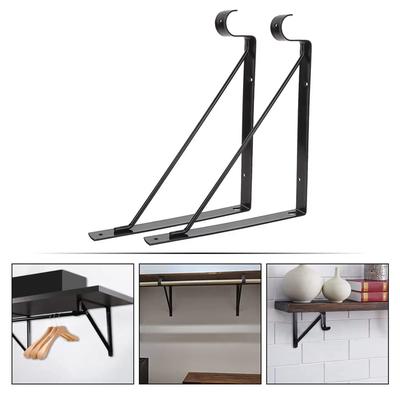 Wall Shelf  Heavy Duty Iron Load Bearing   Resistant Storage Support Bracket Closet Hanger Pole