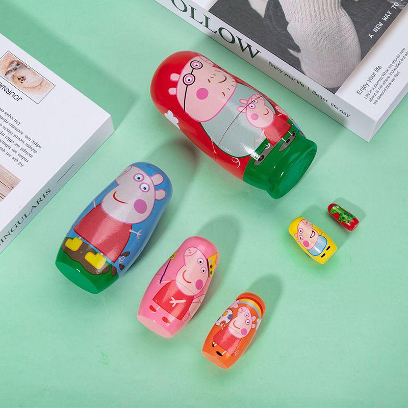 Niedliches Peppa Pig Matrjoschka-Puppenset mit 6 handbemalten Schichten