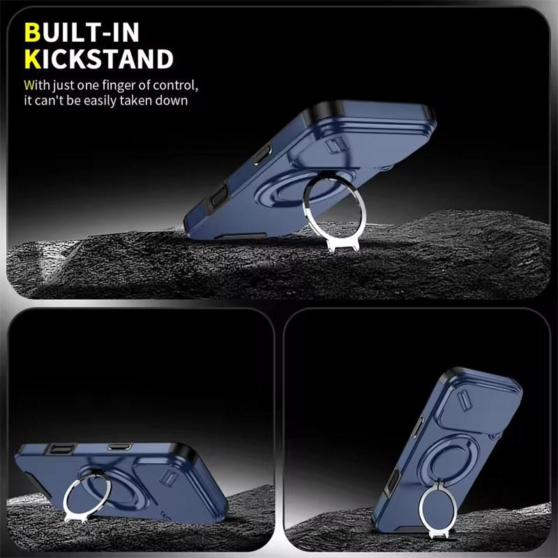 Husă Robustă cu Suport Magnetic pentru iPhone 17 16 15 14 13 12 11 Pro Max 16 și 17 Air Suport Inel Glisant Protecție Cameră