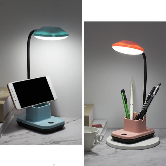 Table Lamp LED No Blue Light Flicker Free Flexible 360 Degree Adjustable Neck USB Charging Desk Light with Mobile Phone Holder