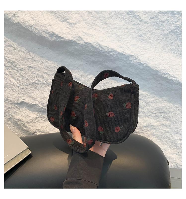 2024 Autumn Strawberry Print College Style Minimalist Tote Bag