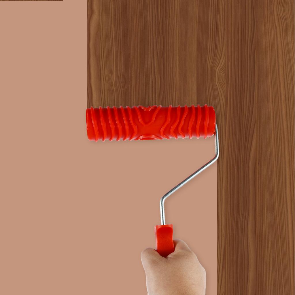 5/6Pcs Wood Graining Tool Professional Wood Grain Patterns Paint Tool Set Rubber Wood Grain Painting Roller with Handle for Wall