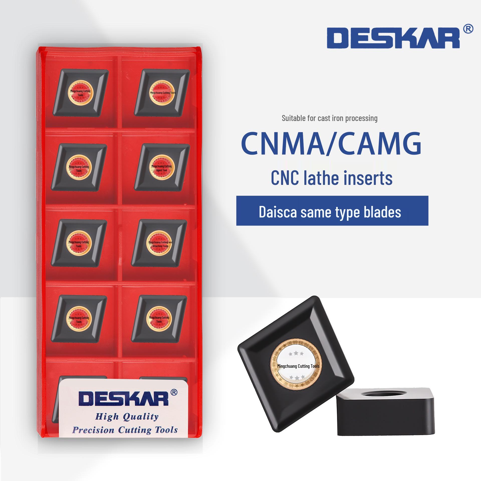 

DESKAR CNC Rhombus Lathe Tool Insert for Cast Iron, CNMA/CNMG120404 CNMA120412 LF3018