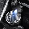 Car Cup Holder Mount Ashtray with Lid and LED Self Extinguishing Ashtray Flame Retardant Lining Ashtray