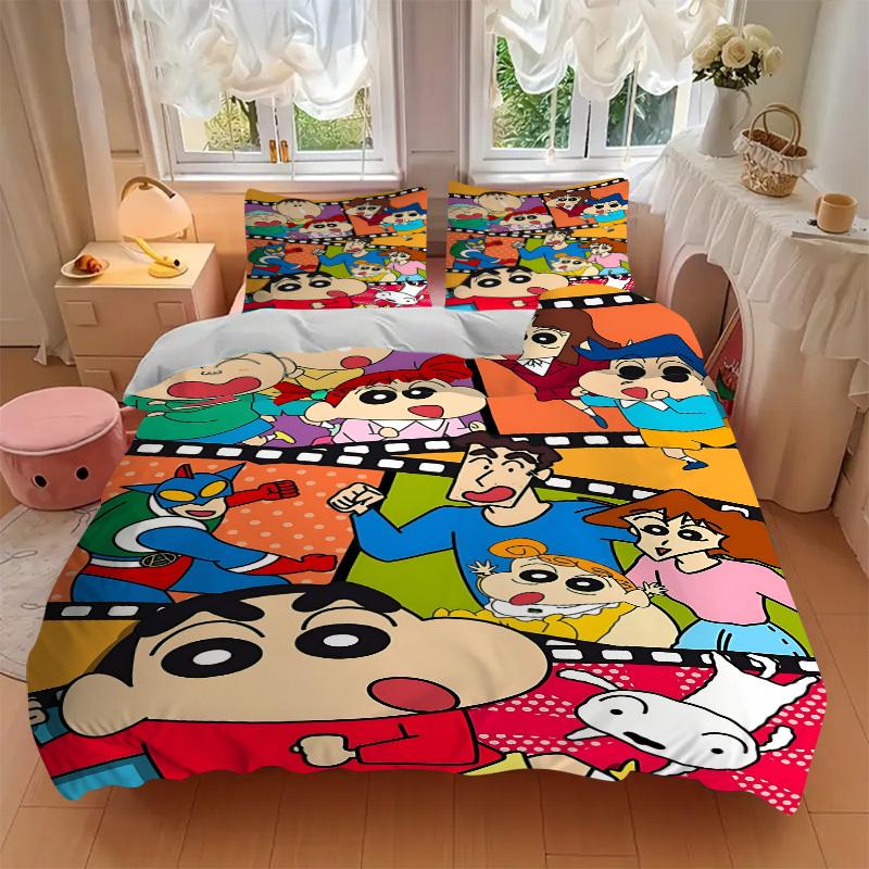 3pcs Crayon Shin-chan Bedding Set. Soft and Comfortable with No Core Included (1x Duvet Cover + 2x Pillow Covers) yy251031043