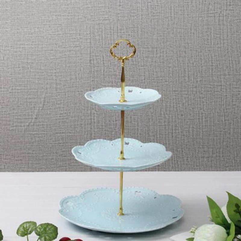 3 Layers Cake Plate Stand Handle Cake Stand Hardware Holder For Wedding Party Making Resin Cupcake Dessert Platter Serving Stand