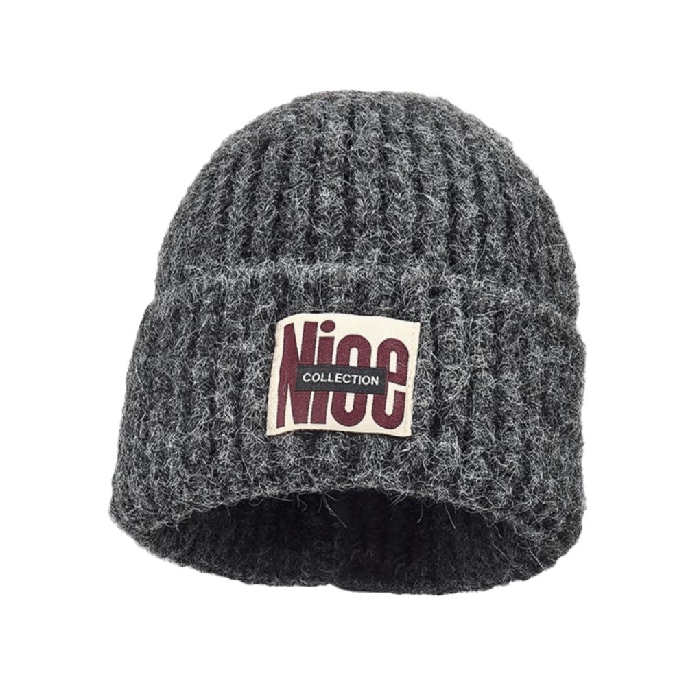 Letter Embroidery Knitted Woolen Hat Thickened Ear Protection Hat Fashion Skullies Cap Winter