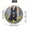 Vintage German Shepherd Metal Sign Round Aluminum Wall Art Black Dog Decor Man Cave Garage