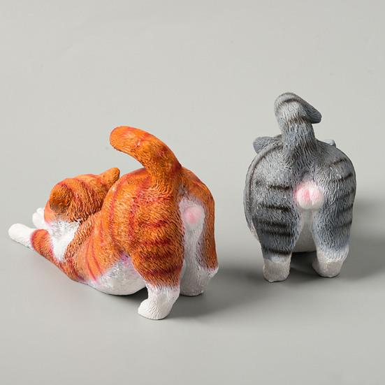 Mini Estatuetas de Gato Fofas Resina Gato Estátua se Esfriando Escultura de Gatinho Pequeno para Interior