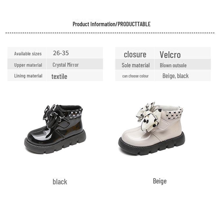 Toddler Girls' Autumn Bow Princess Leather Boots - Non-Slip, Soft Sole, Short Boots for Little Girls