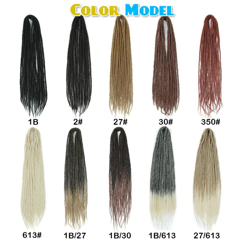 Synthetic 24 Inch Dreadlocks Extensions Dreads Locs Crochet Hair for Women 20 Strands Handmade Soft Locs Braids Double Ended