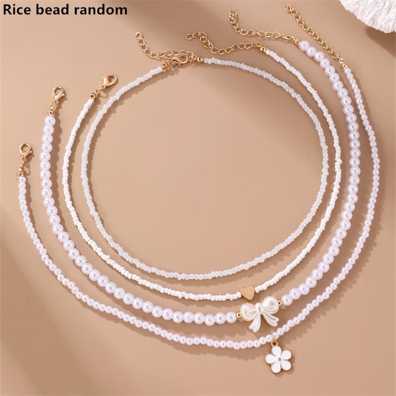 Spring Summer Boho Necklace Jewelry Set With Plastic Beads For Womens Fashion