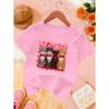 Kids Crewneck T-Shirt, Cute Cartoon Kitten Print