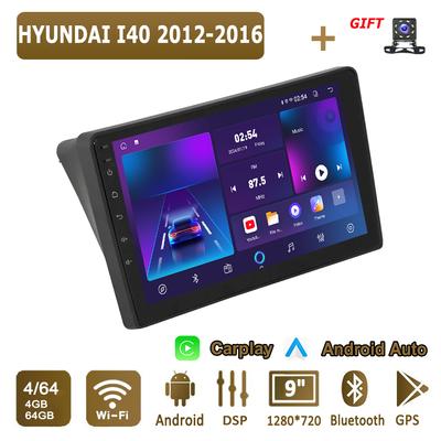 Autoradio Android Carplay pour HYUNDAI I40 2012-2016 Lecteur multimédia Unité principale Stéréo Navigation GPS BT WIFI 4 + 64 Go