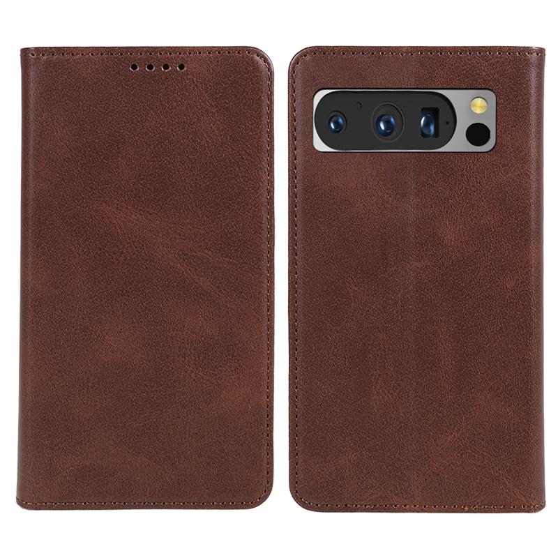 

Для Google Pixel 8 Pro Прочный магнитный чехол для телефона Чехол-подставка из ПУ кожи Текстура теленка Обложка-кошелек Brown