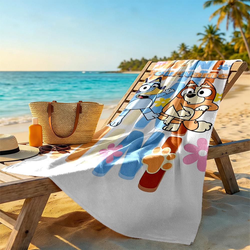 Bluey Personalized Text Beach Towel High Absorbency & Quick-Dry Portable for SwimmingBeachCamping Travel Beach AccessoriesGym