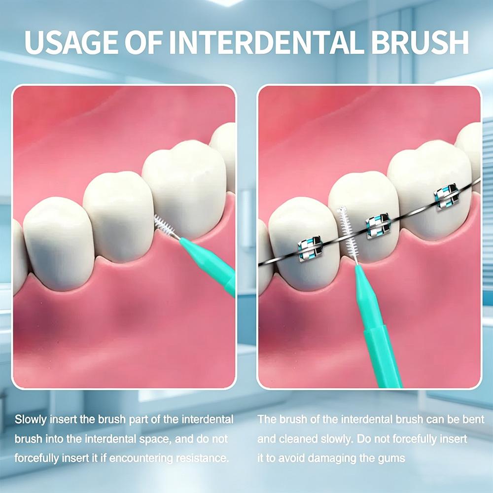 Oral Care Interdental Gap Brush 0.1cm/0.04in Portable Teeth Interspace Cleaner Disposable Dental Cleaning Tool