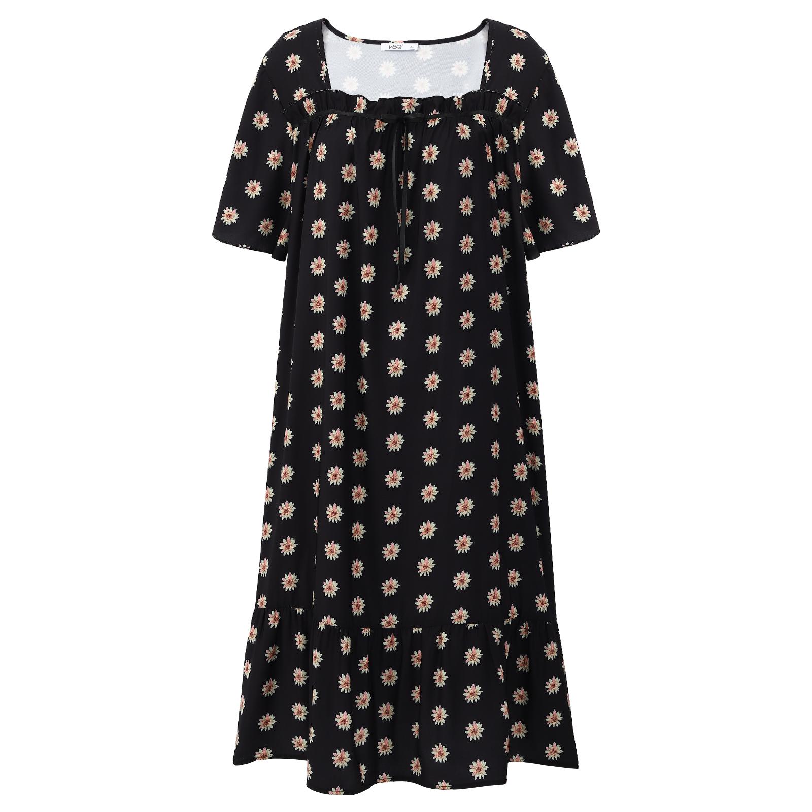 

Женская свободная ночная рубашка больших размеров, квадратное домашнее платье, платье для сна с короткими рукавами, мягкая длинная одежда для сна, ночные рубашки для домашней одежды, пижамное платье XL-5XL XL