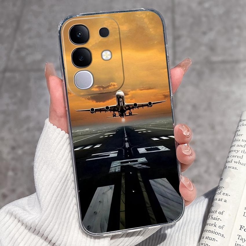 Shockproof Silicone Phone Cases For Vivo Y29 Y29s Y28 Y27 Y27t Y22 Y22s Y21 Y21e Y21s Y20 Y20i Beautiful Lavender Pattern Clear Covers For Vivo Casing