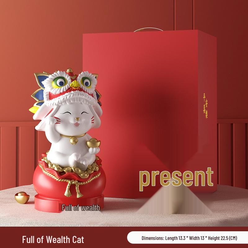 

Guochao Lucky Cat Ornament for Home Décor - Perfect for Entryway, Living Room, or TV Cabinet Housewarming Gift