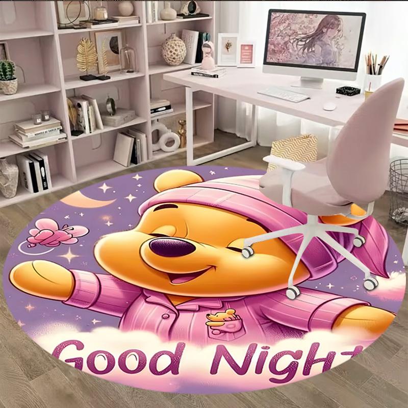 1pc Pooh Bear Carpet, Round Rug, Comfortable, Suitable for Entryways, Living Rooms, Office, And Bedrooms, Christmas Decoration