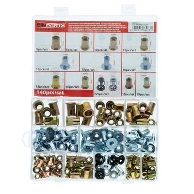 Steel and Aluminum Rivet Nuts - Set of 140 Pcs