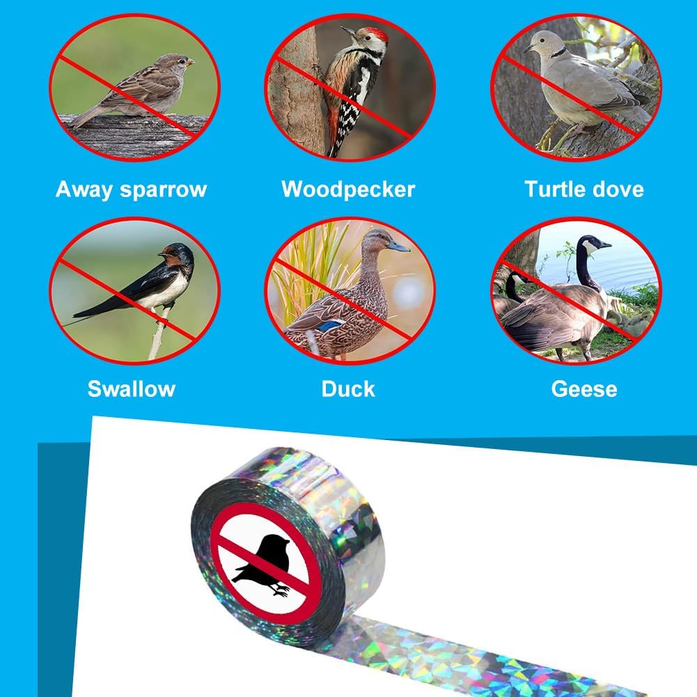 Bird Scare Laser Tape Repellents Double Sided Pigeons Birds Away Reflective Ribbon Deterrent Tapes for Outdoor Garden Orchard