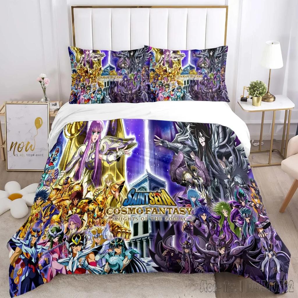 Admire Saint Seiya Pattern Cartoon Duvet Cover Set HD Comforter Cover for Kids Bedding Sets Bedclothes Bedroom Decor