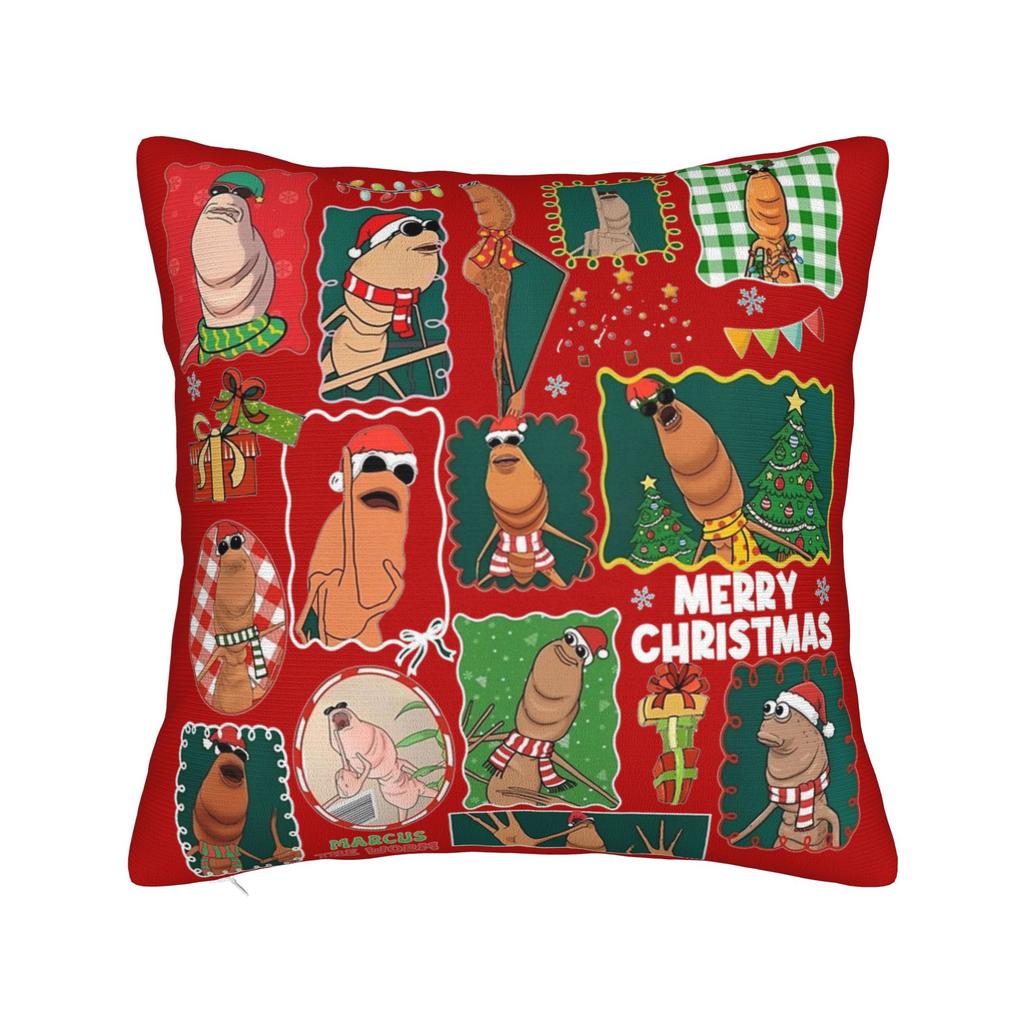 Funny Marcus the Worm Satan Claus Christmas Hat Pillowcase Printing Polyester Cushion Cover Decorations  Pillow Case Cover