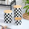 Black and White Checkered Ceramic Storage Tank, Sealed Tank, Suitable for Coffee, Nuts, Tea Boxes, Kitchen Storage Containers