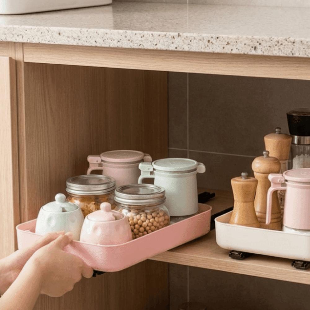 Anti-slip Pull Out Storage Tray Plastic Spice Box Storage Rack Drawer Spice Rack for Living Room