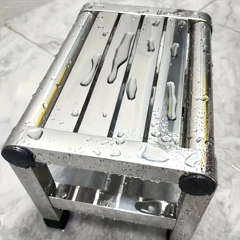 Stainless Steel Anti-Slip Square Stool, Modern Minimalist Multi-Purpose Thickened Durable Anti-Slip Stool for Home, Office, and Kitchen Stainless Steel Stool