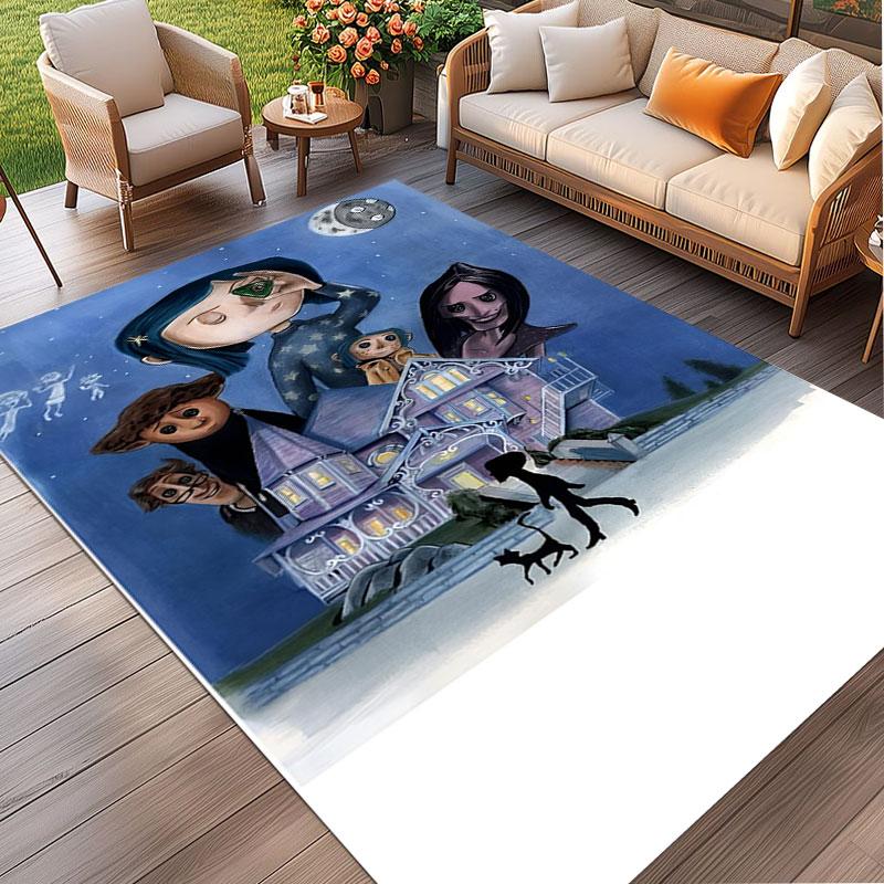 Coraline Print Rug, Washable Floor Carpet, For Entryway Dorm Laundry Room Office Study, Home Decor Birthday Christmas Gift
