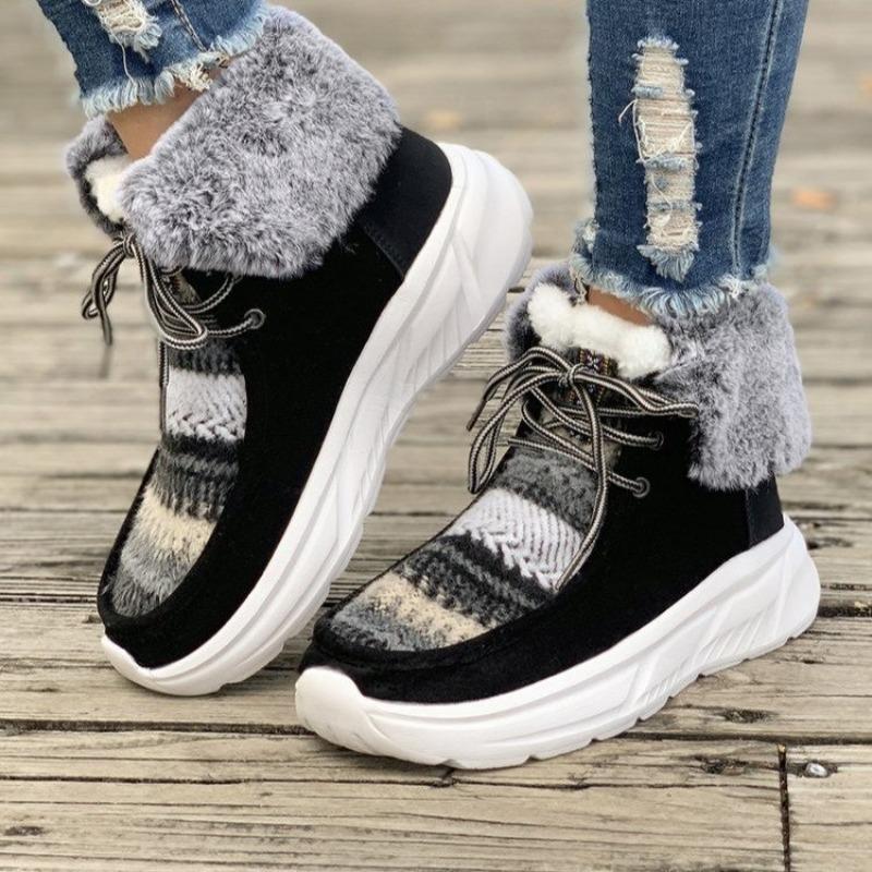 Außenhandelsexplosion Damen Baumwollschuhe Herbst und Winter neu große Größe runde Zehenpartie dicke Sohle Samt genähte Schuhe Schneestiefel