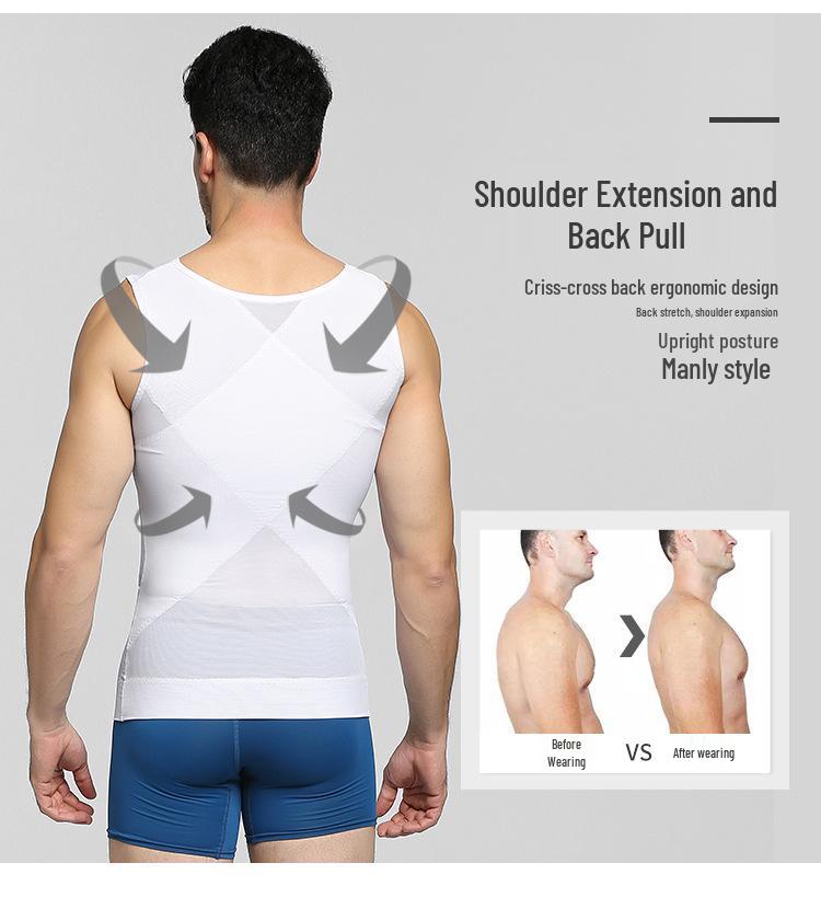Men's Lightweight Breathable Chest & Back Support Tummy Control Shaper