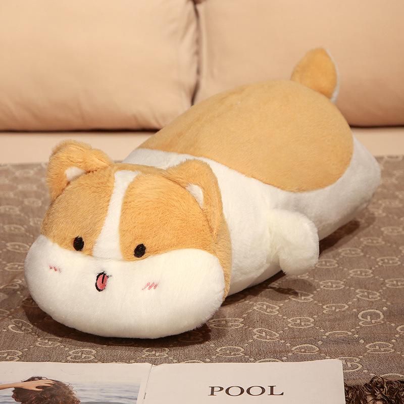 Cute Lying On The Stomach Animal Pillow Soft Cute Shiba Inu Dog Pink Pig Plush Toy Doll Girl Hugging Sleeping Rabbit