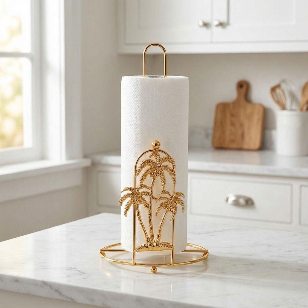 Free Standing Tree Paper Towel Holder Gold Vertical Paper Shelf Practical Tissue Stand  For Home