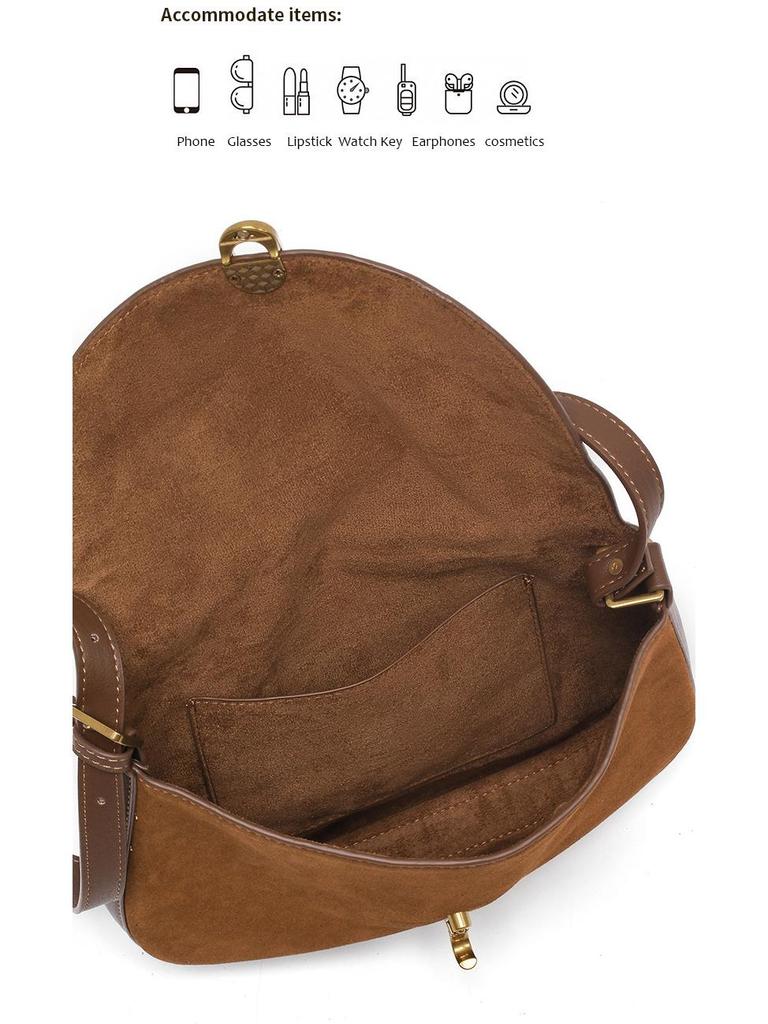 Matte Echtleder-Rindsleder Crossbody Satteltasche für Damen - Modisch, Vielseitig, Einzelschulter-Design für den Herbst
