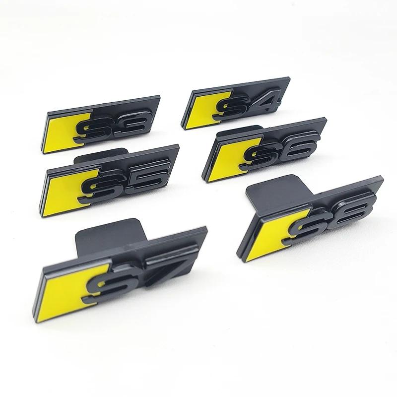 Insignia Emblema Pegatina Logo S3 S4 S6 S7 S8 S5 ABS Amarillo Azul Negro 3D para Parrilla Delantera de Coche Accesorios Q1 S3 S4 S5 S6 S7 S8