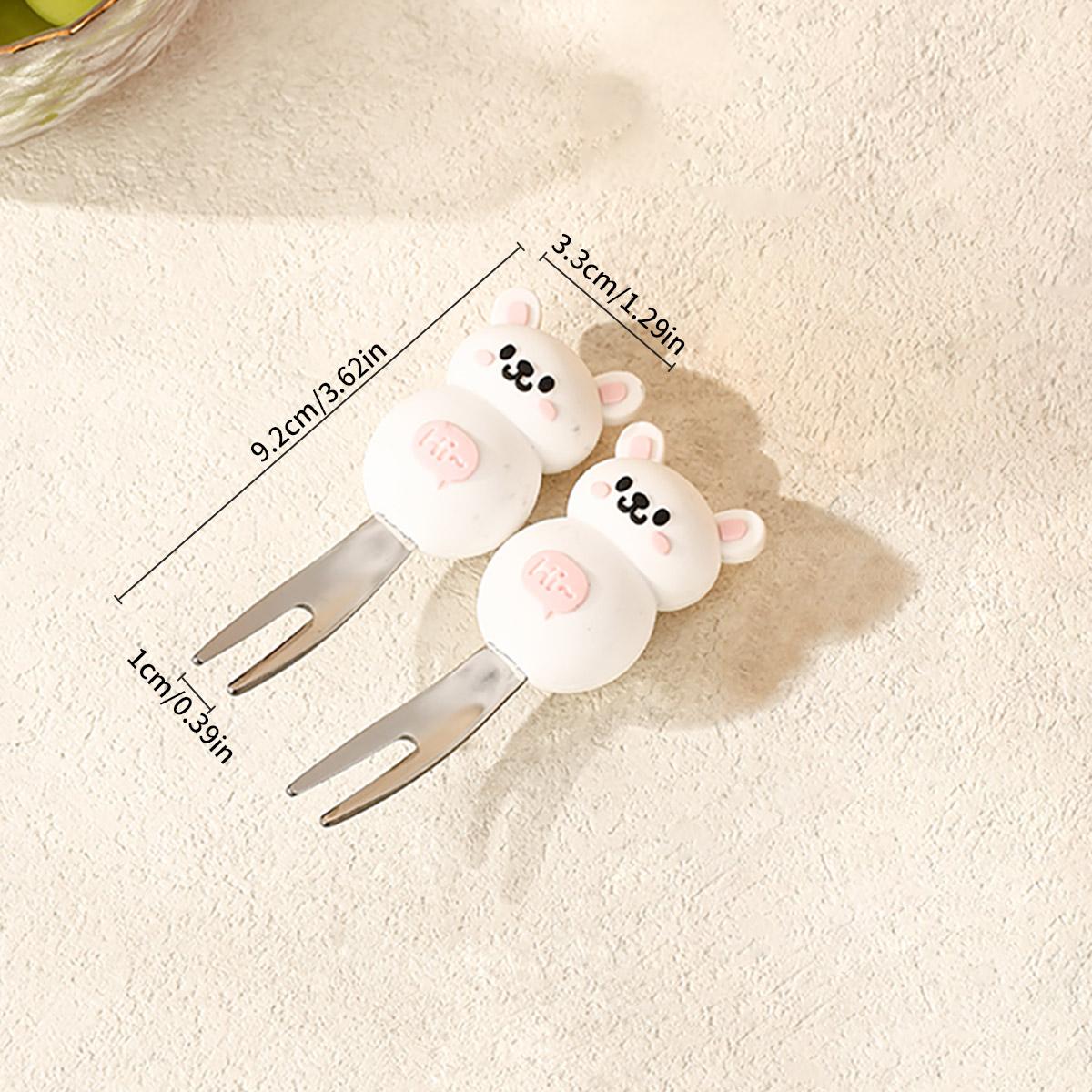 

2/4pcs Reusable Mini Dessert Fruit Forks Cartoon Animals 304 Stainless Steel Children Dinner Forks Lunch Box Accessories Cutlery