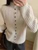 Button-Up Cable Knit Half-High Collar Sweater Cardigan