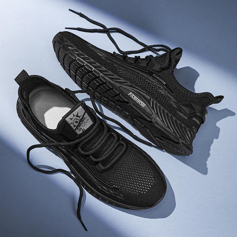 Putian Summer Single Mesh Casual Breathable Shoes Versatile Trendy Shoes Mesh Flying Woven Shoes Hollow Sports Shoes Men's Running Shoes